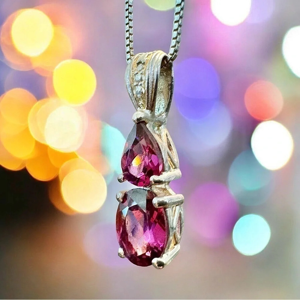 🩷RARE🩷Magenta🩷Tourmaline🩷Sterling Silver Pendant Necklace